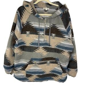 Main Strip Multicolor Southwest Hooded Blanket Jacket New Never Worn Large